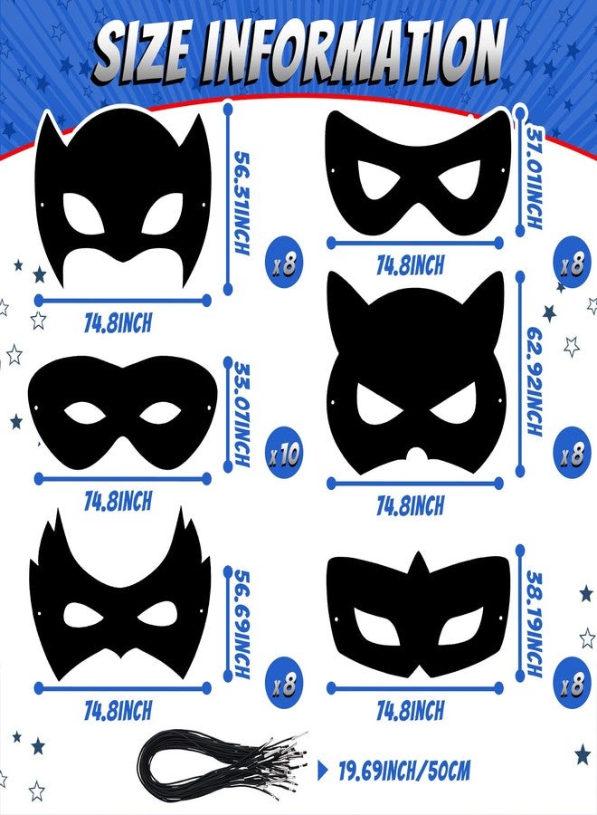Deekin 50 Pcs Mardi Gras Scratch Masks for Kids, Mardi Gras Crafts Rainbow Hero DIY Masks Craft Kit for Dress up Party Favor (Classic) - Image 3